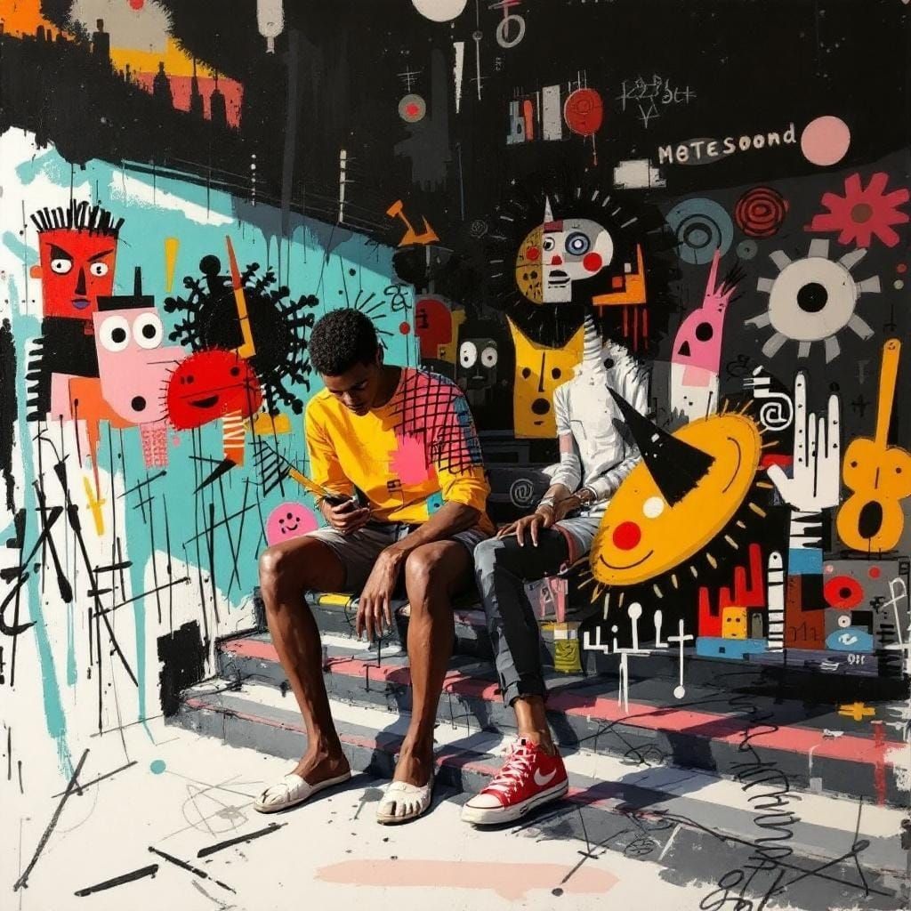 Fusion of Doodle and Basquiat in Outsider Art Style