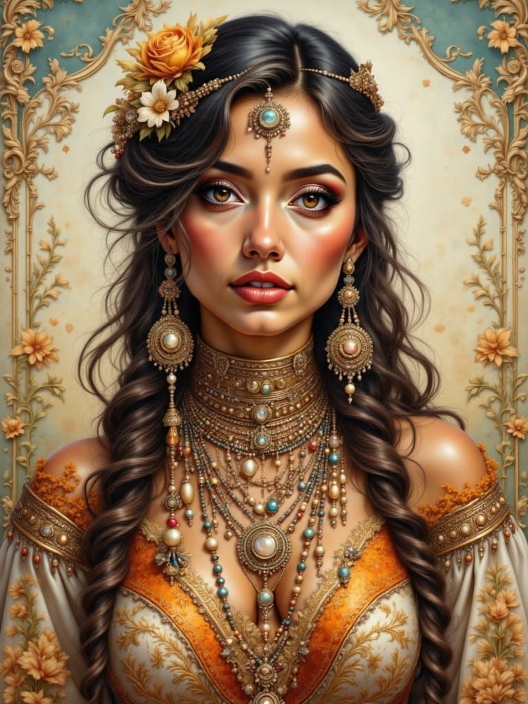 Native American Woman in Ethereal Impressionistic Style