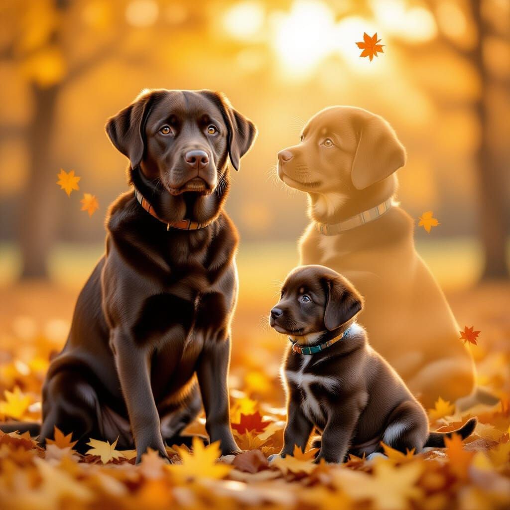 Chocolate Lab in Autumnal Light: Dreamy Double Exposure