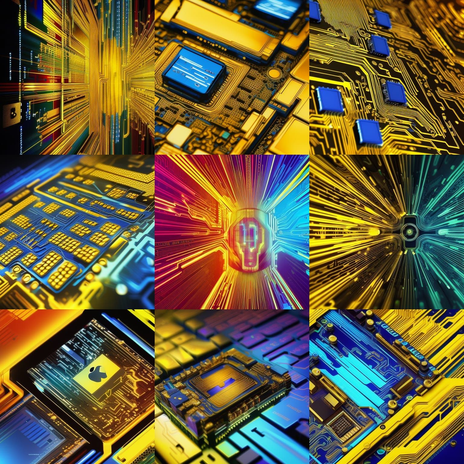 Cyber Matrix Motherboard with CPU: Hyperrealistic Concept Ar...