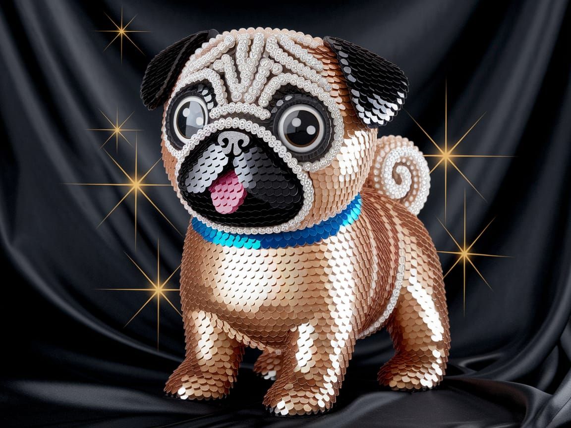 Glamorous Pug in Twinkling Sequins