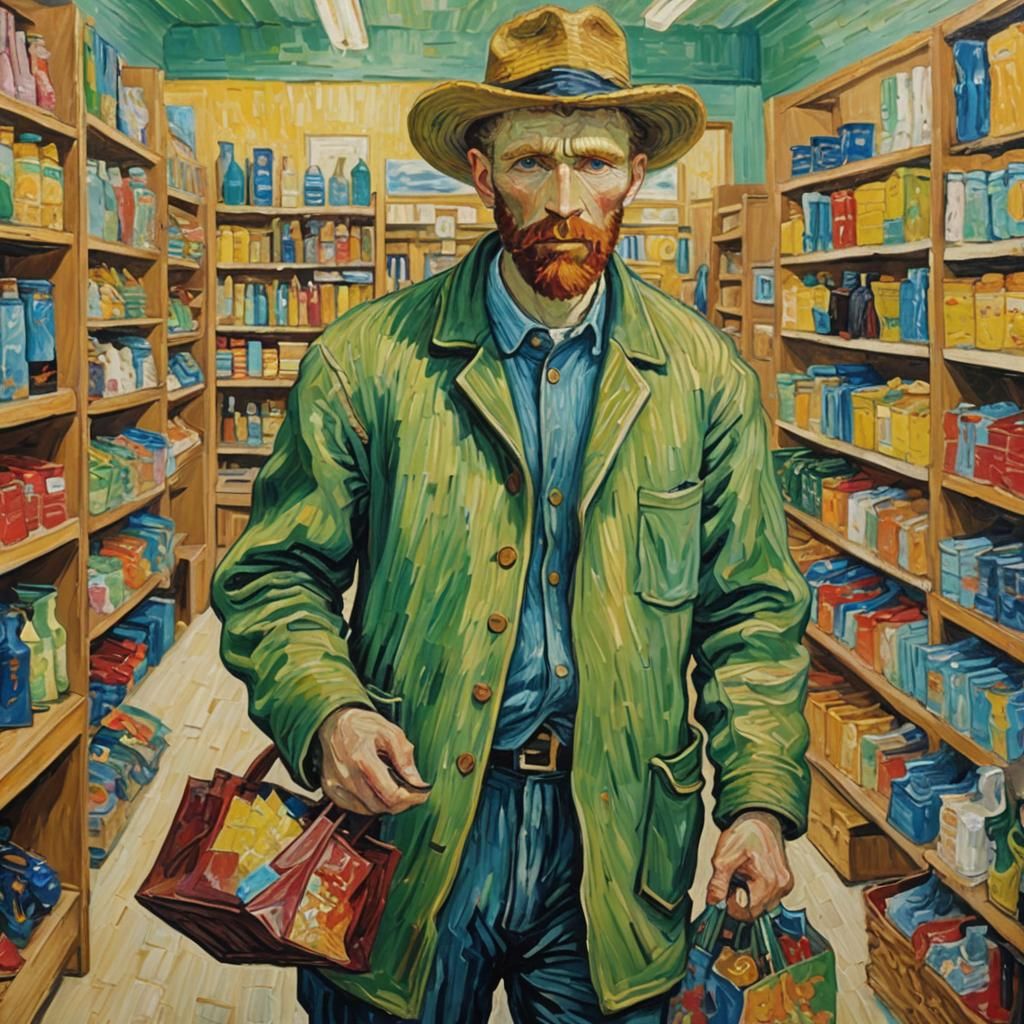 Van Gogh Shopping: A Post-Impressionist Thrift Store Scene