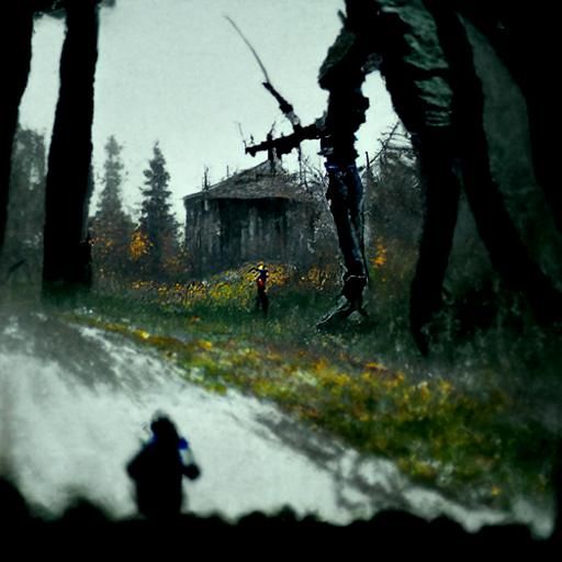 Sinister Forest Scene in Digital Art Style