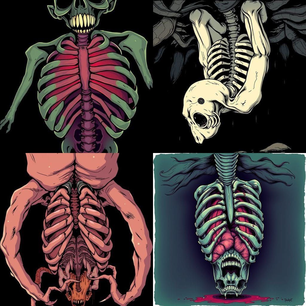 Twisted Anatomy in Cartoon Horror Style