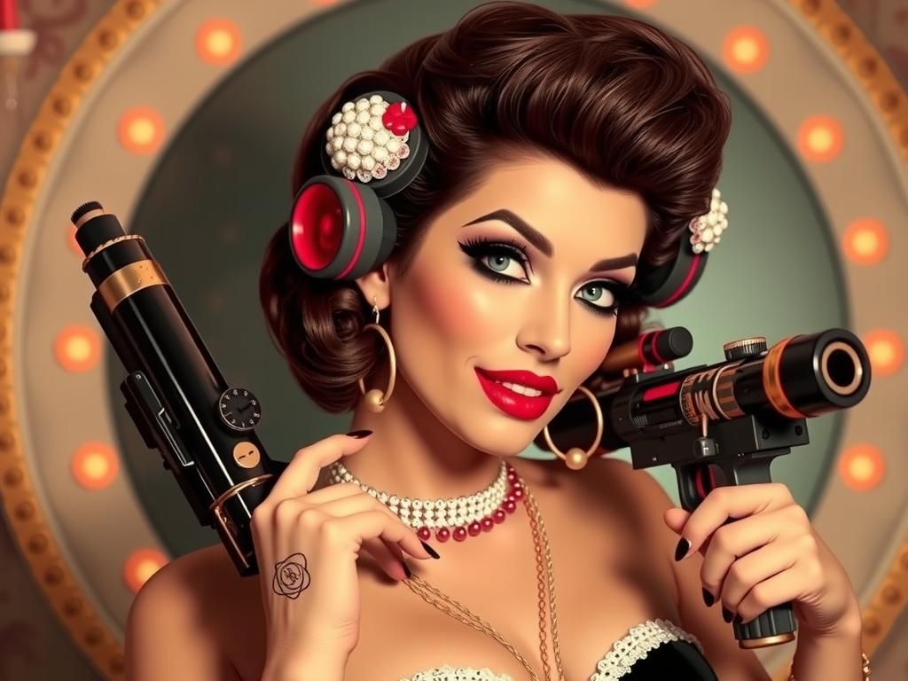 Raygun Gothic Retropunk Pinup Illustration