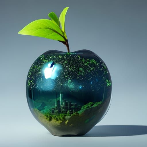 Glass Apple Miniature World: Detailed Matte Painting
