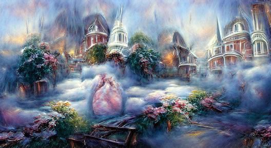 Surreal Fantasy: Melting Ice Heart Landscape