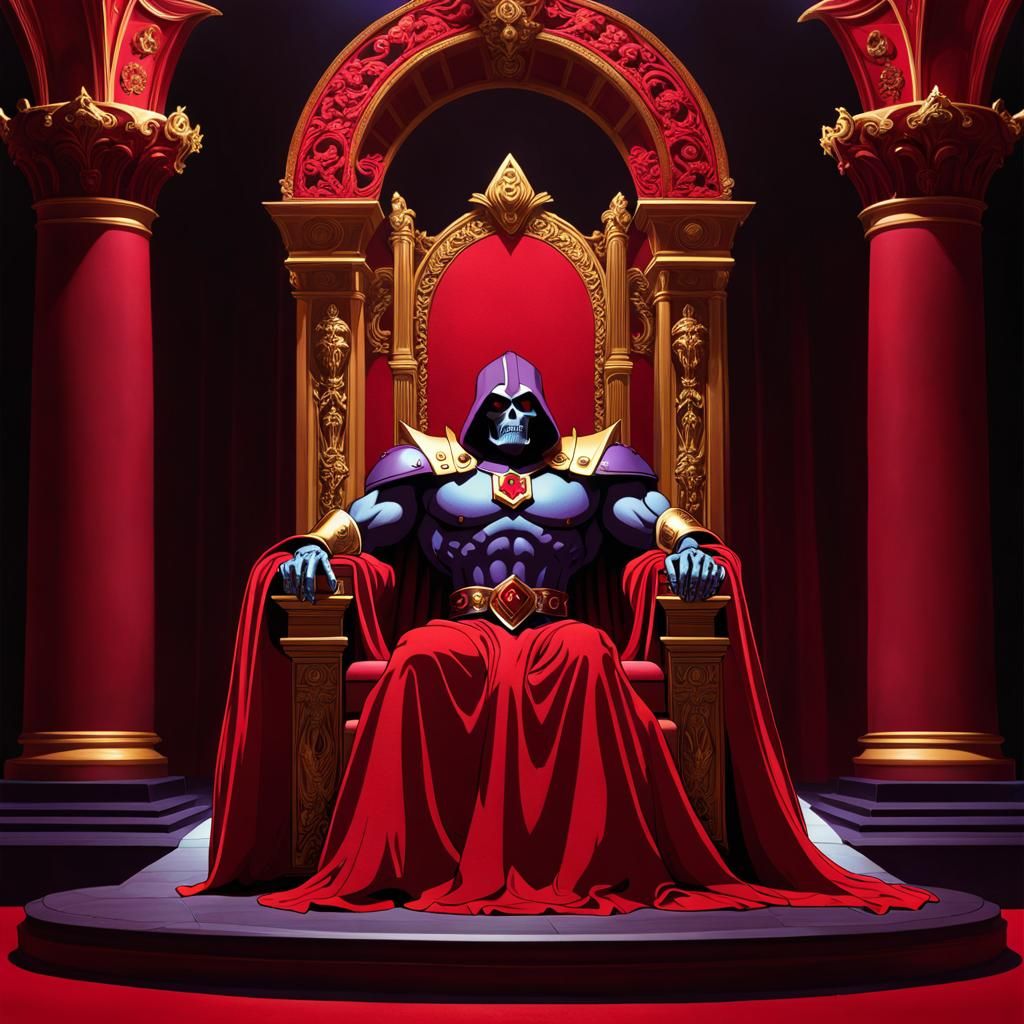 Skeletor in throne room, Venetian_Red_color Palette, Masters of the Universe, MOTU