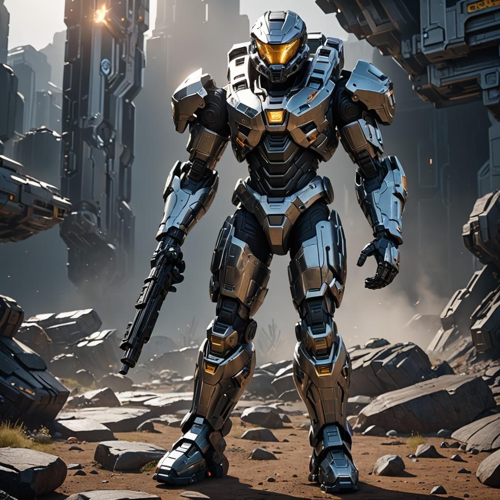 Sleek Futuristic Exosuit Armor: 8K Sci-Fi Render