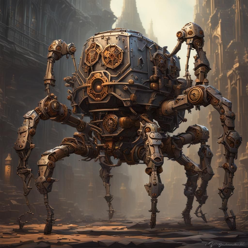 Steampunk Spider Golem in Fine Detail