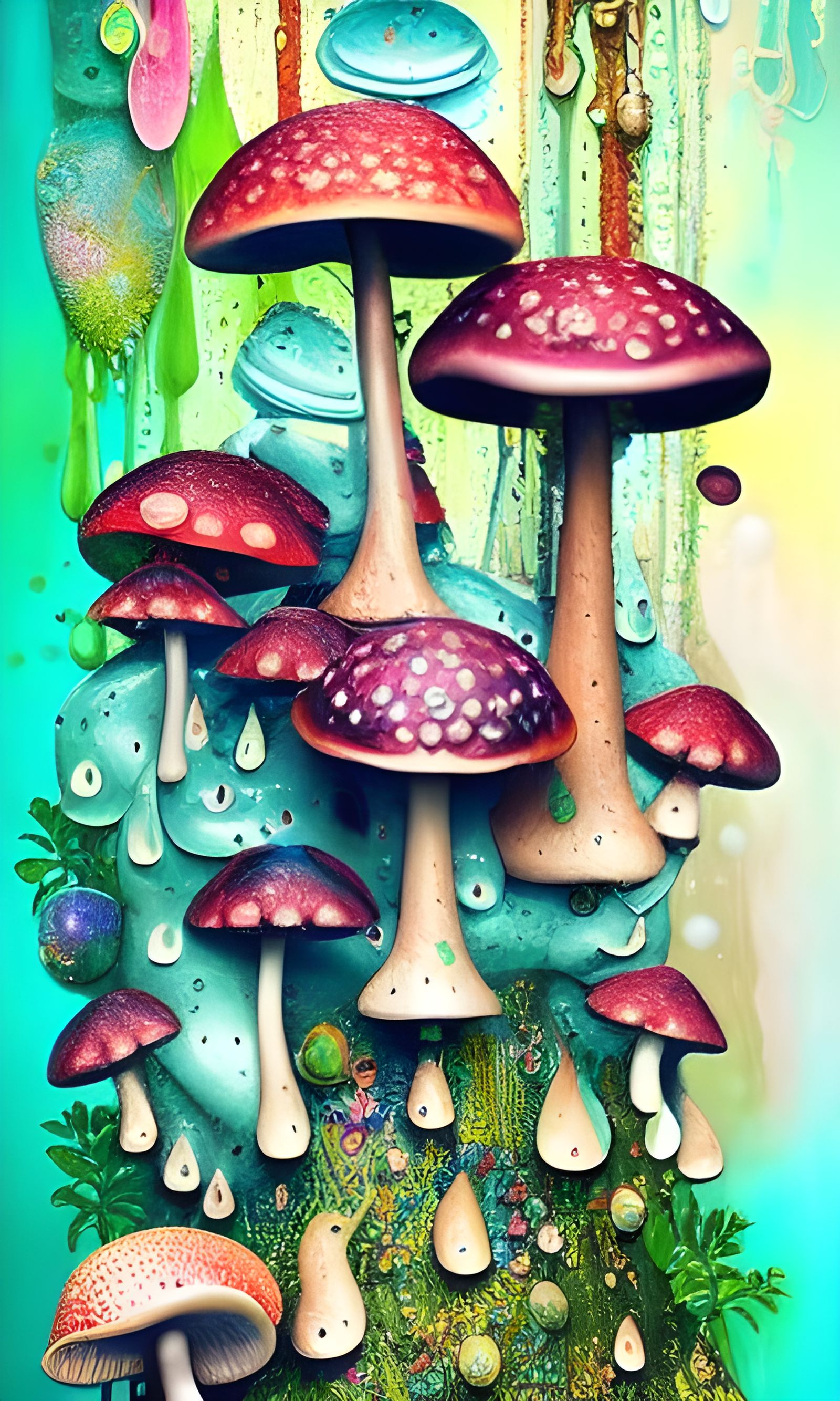 Slime Mushrooms Scrapbook Page in Maximalist Style