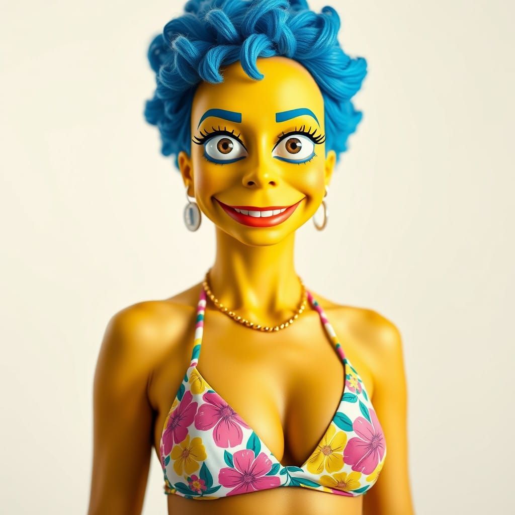 Confident Marge Simpson in Vibrant Bikini Portrait