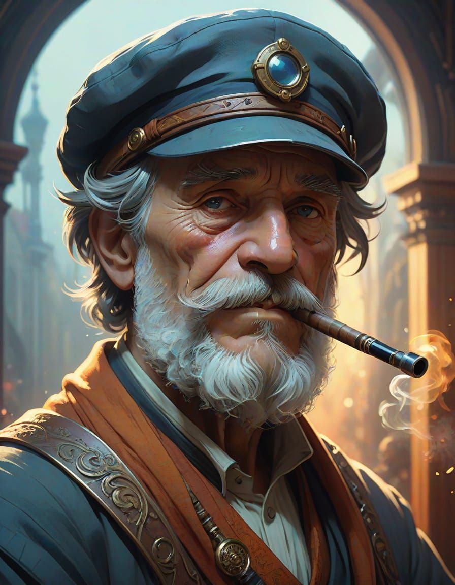 Elegant Gentleman in Smoky Repose