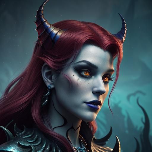 Grotesque Ariel as Villainess in Dark Disney Style