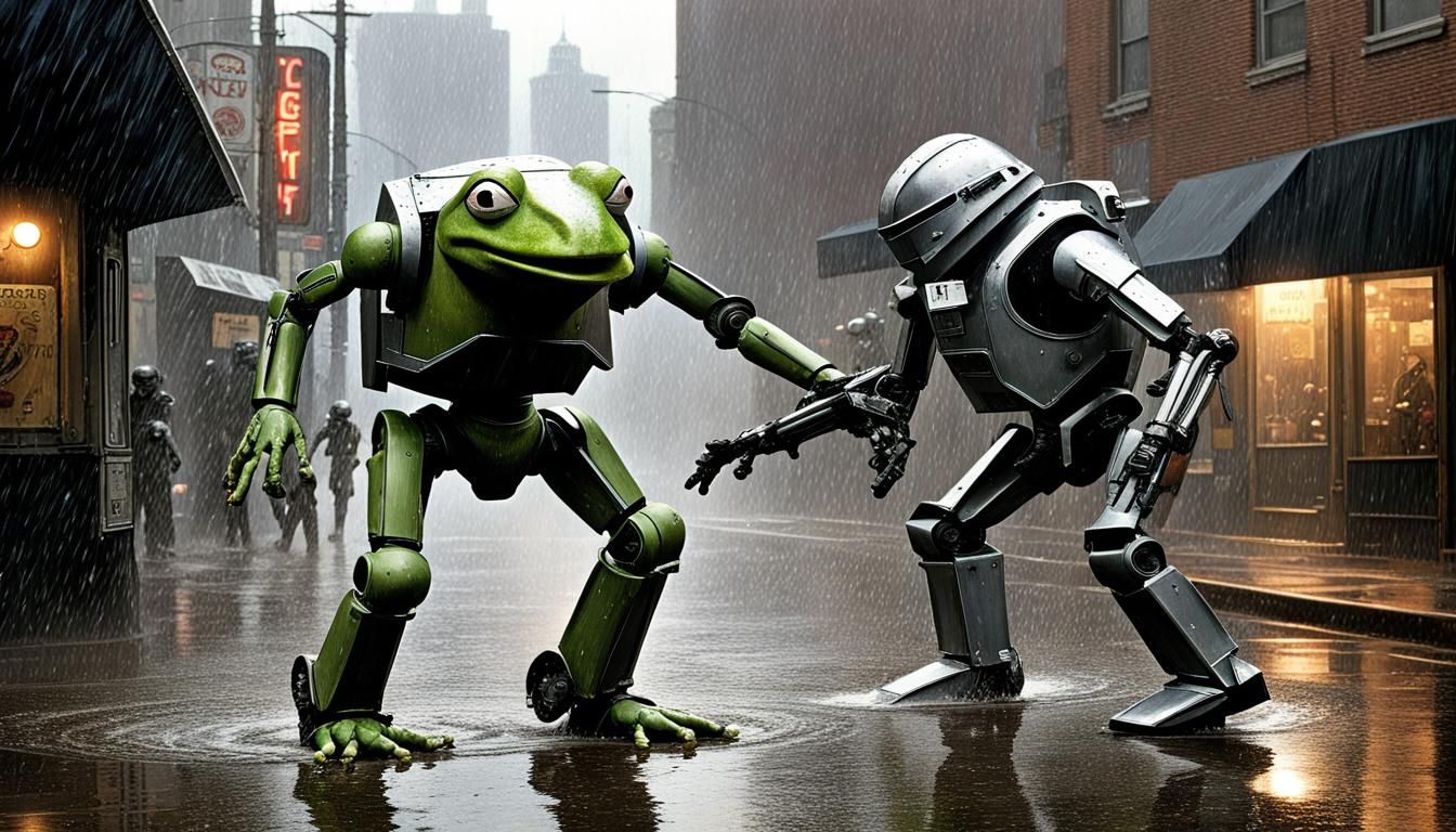 Kermit the Frog as Robocop in Detroit Battle