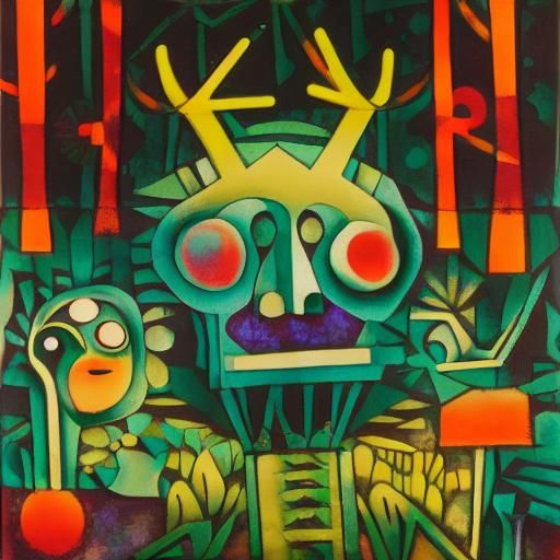 Sorrowful Couple Amidst Black Flowers in Psychedelic Art