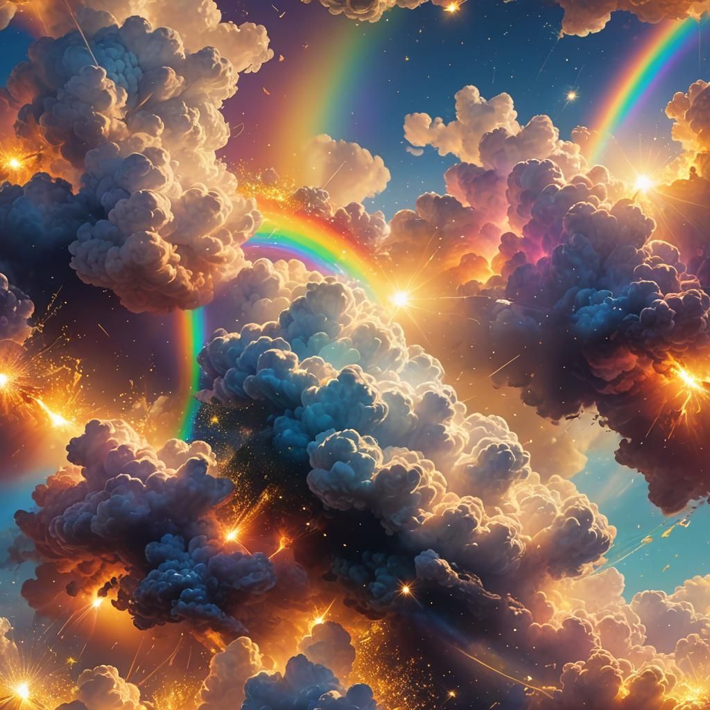 Magical Rainbow with Angelic Glow, Digital Art