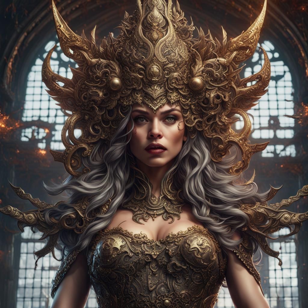 Hyperrealistic Queen of Metal in Detailed Matte Painting