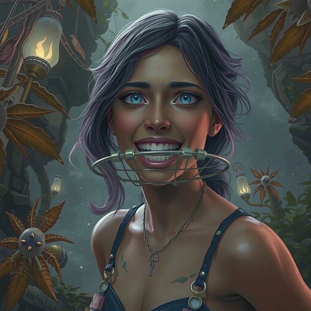 Fantasy Figure Struggles to Speak with Metallic Gag