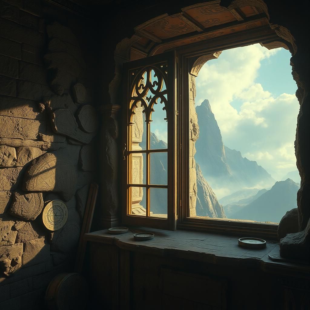 Dramatic Window in Digital Matte Painting Style
