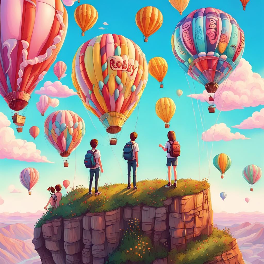 Candy Art Balloons Spell Robby Above Teens