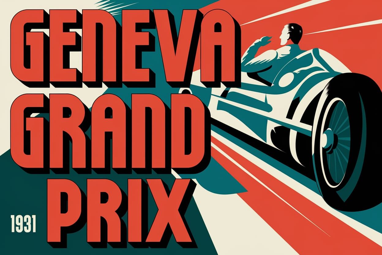 Art Deco Geneva Grand Prix 1931 Vintage Poster