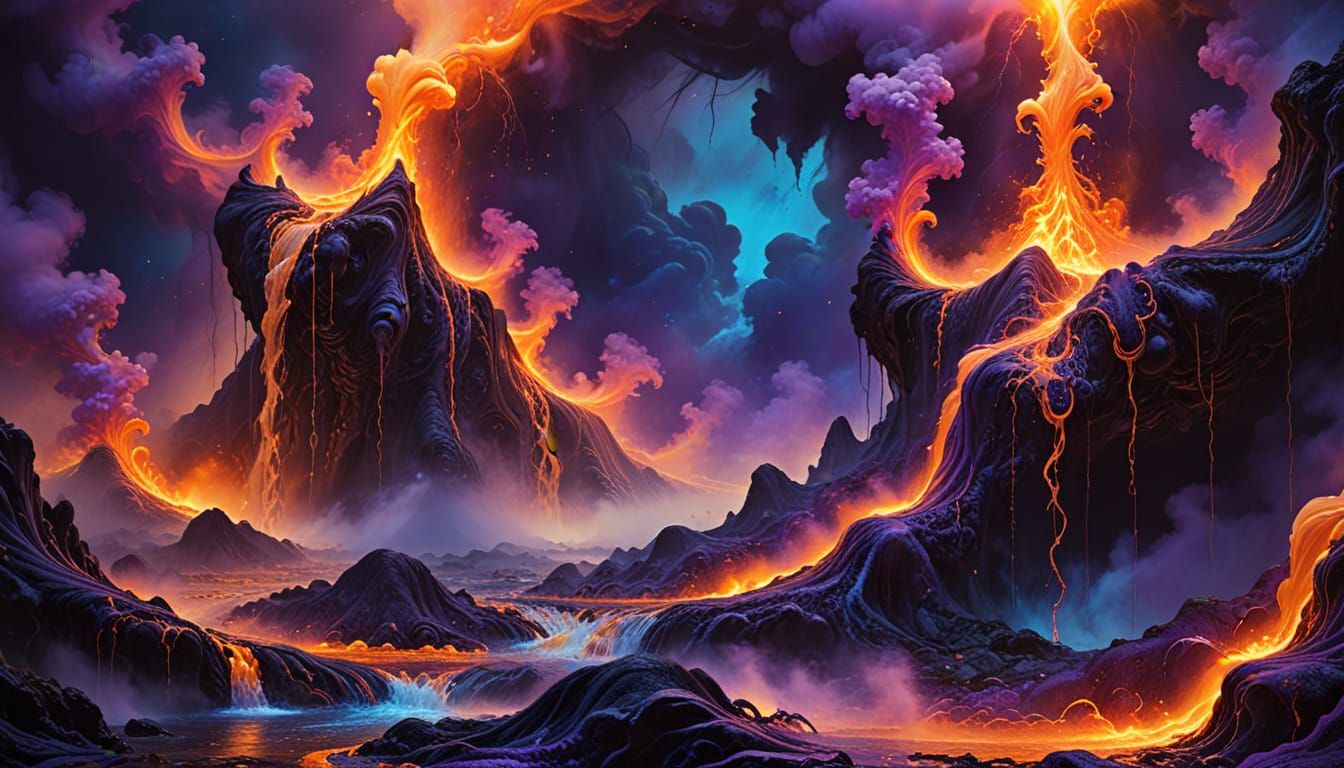 Alien's Descent into Surreal Abyss: Abstract Expressionism