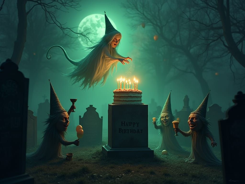 Ghostly Birthday Party in Haunted Cemetery
