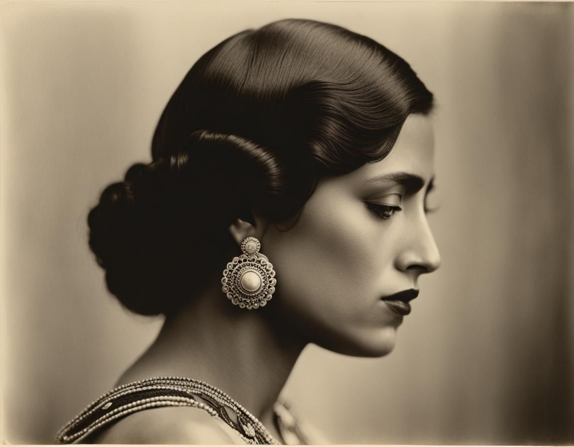 Mexican Woman: Platinum Print Portrait in 1920s Style
