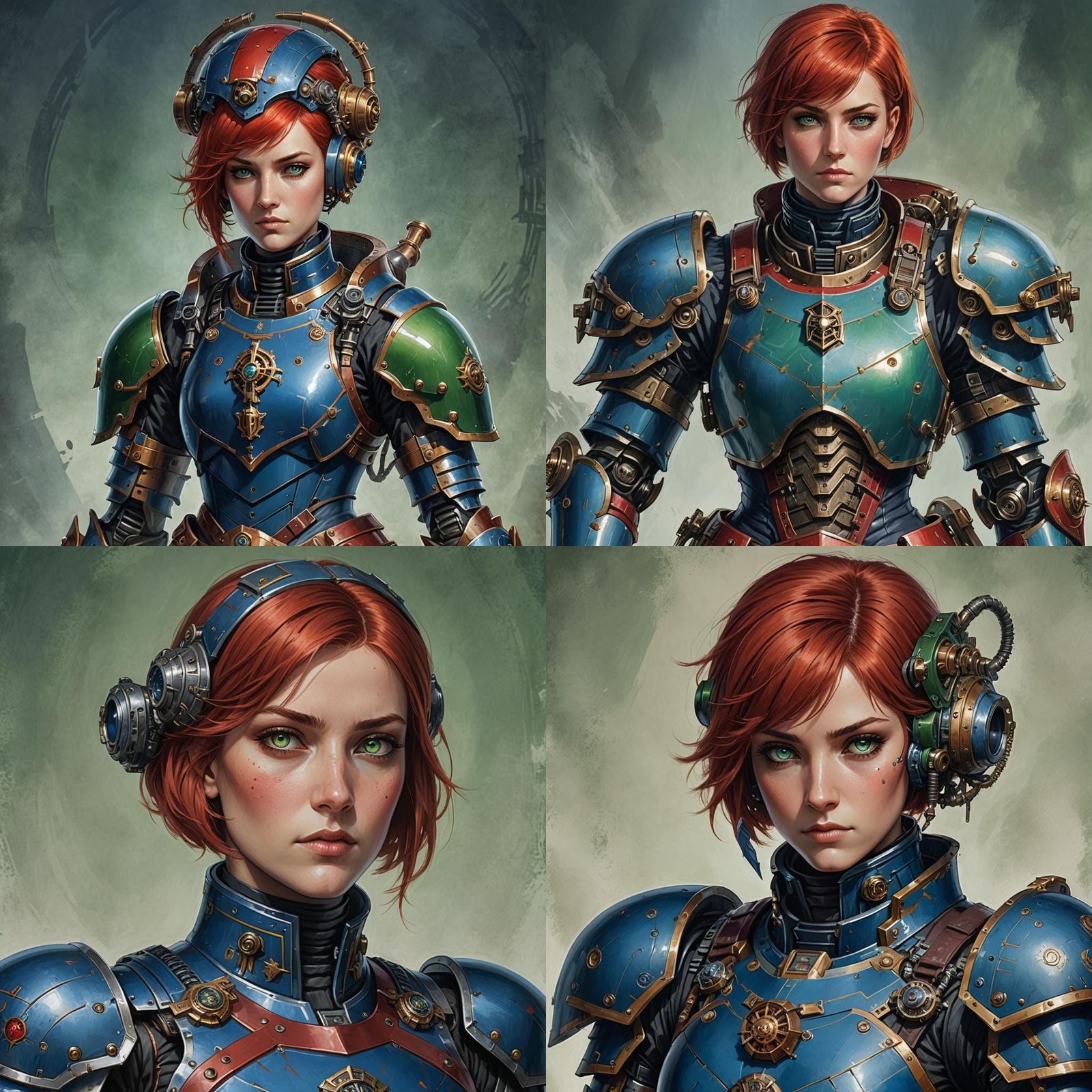 Female Imperial Knight Portrait in Warhammer 40k Style