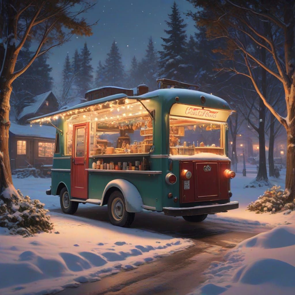 Winter Wonderland Food Truck in Vibrant 50s Style