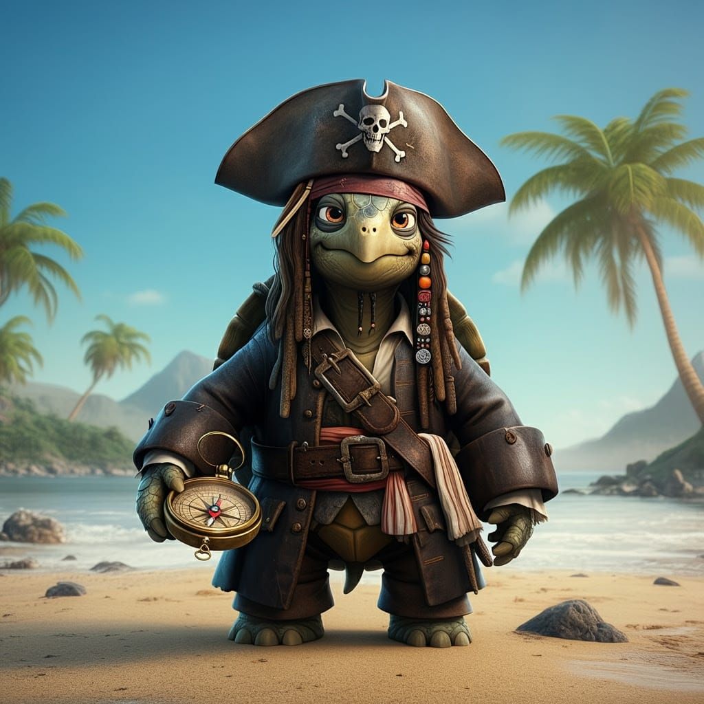 Winner - turtle as a famous fictional character - Captain Jack Sparrow