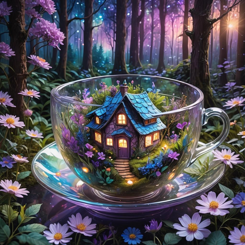 House in Teacup: Astral Illustration in Magical Realism