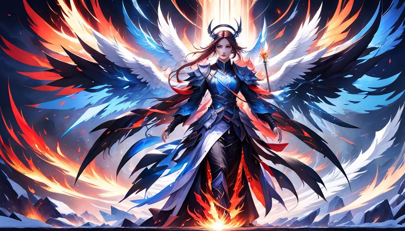 Nephalem Balance: Angel and Demon in Anime Style
