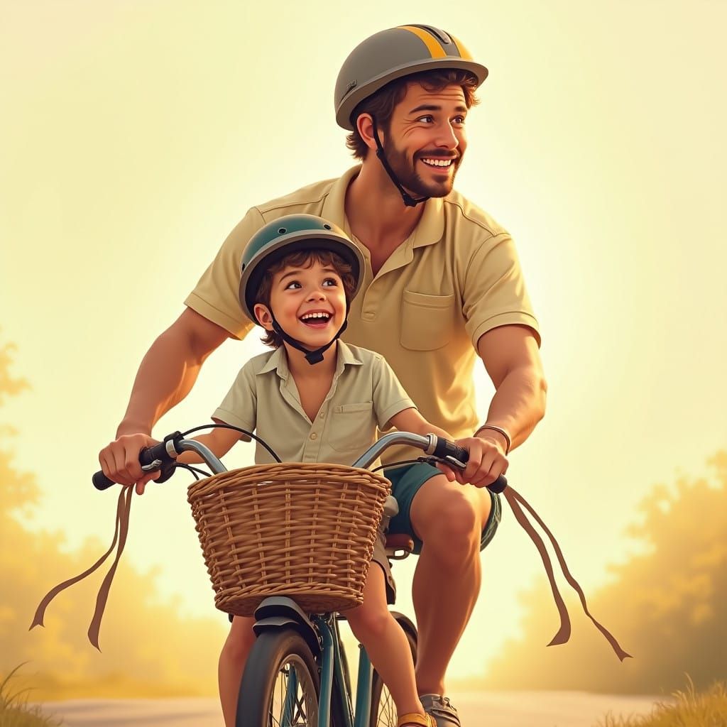 Father and Son Ride Together in Nostalgic Americana