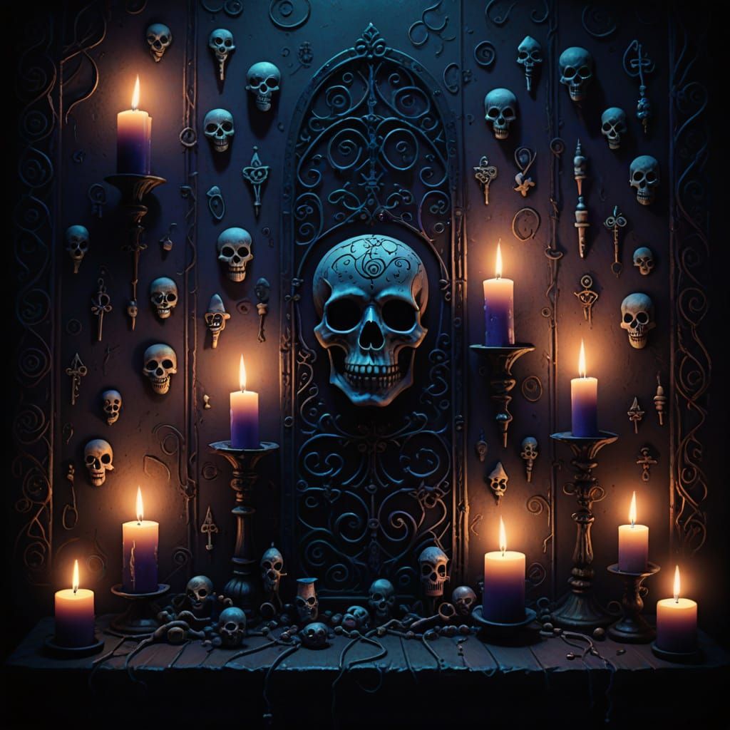 Eerie Voodoo Wall in Dark Whimsy Style