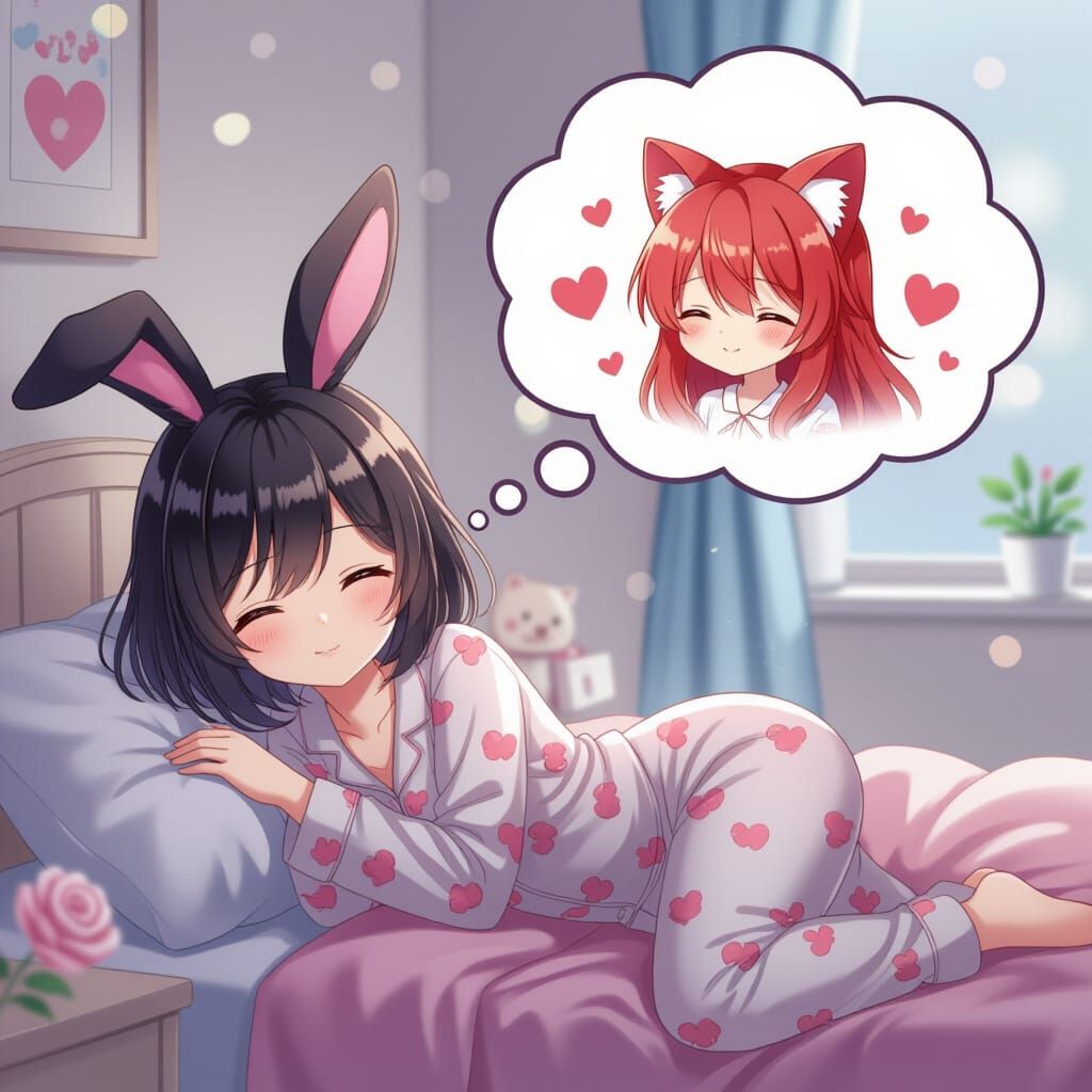 Dreamy Wonderland: Rabbit-Eared Girl's Dream