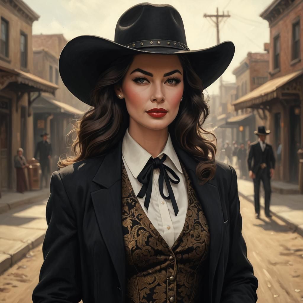 Ava Gardner as Western Beauty: Storybook Illustration