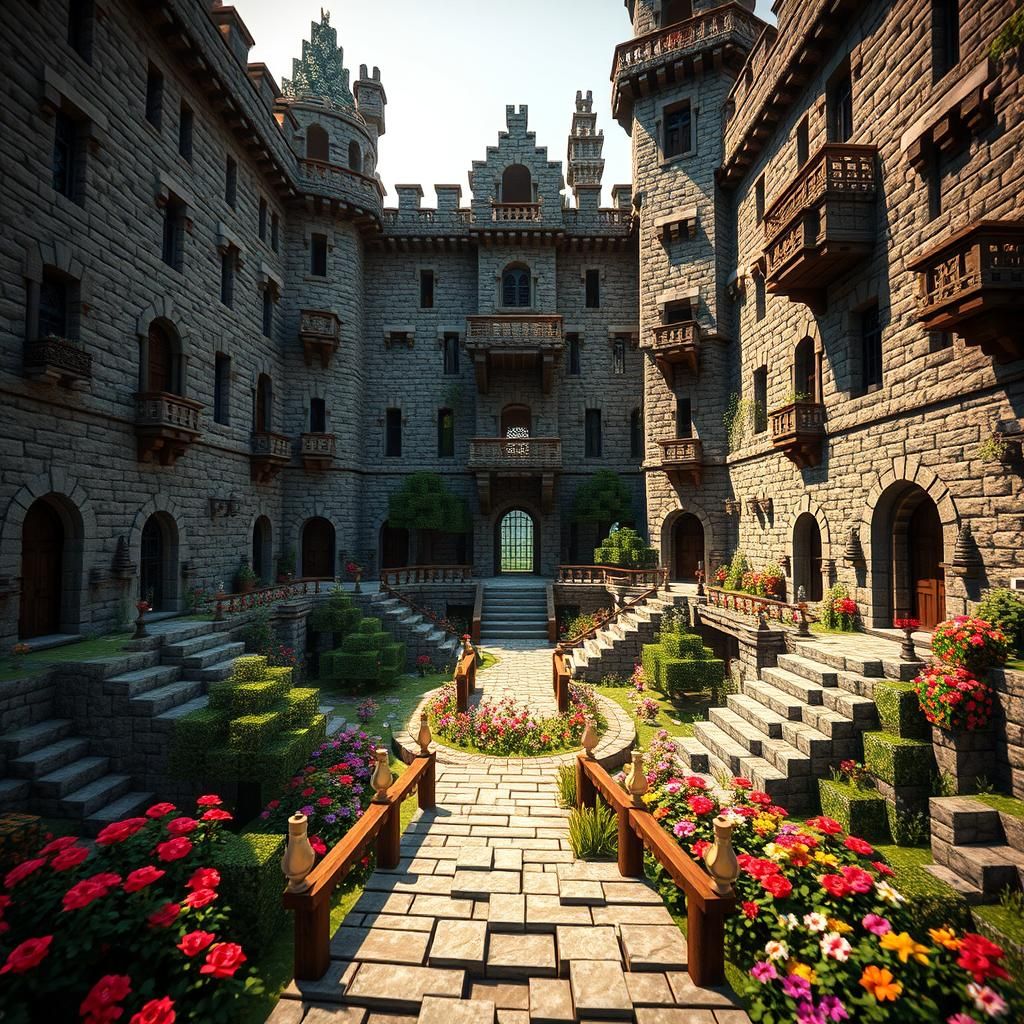 Majestic Minecraft Medieval House and Lush Garden