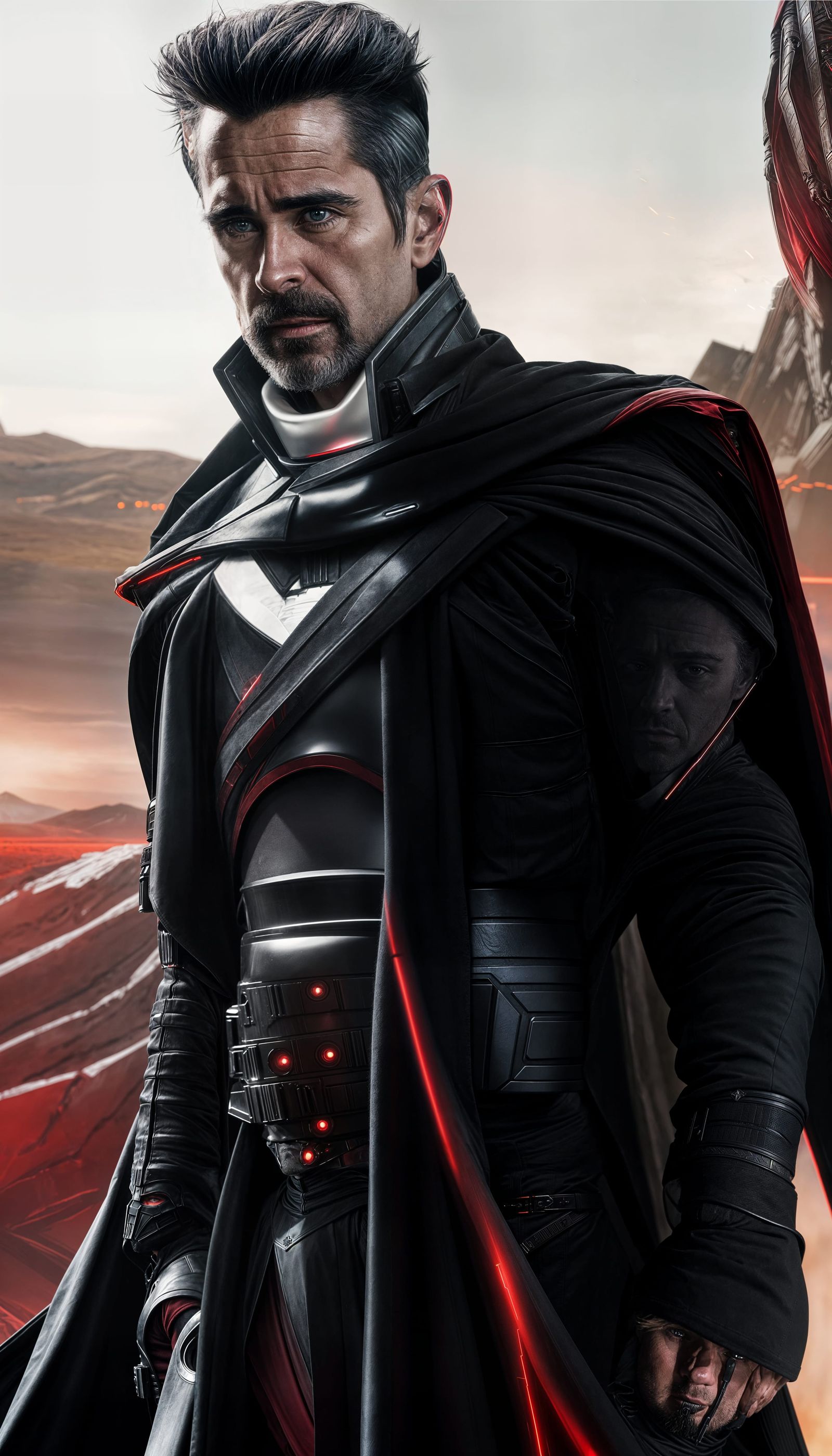 Imposing Sith Warrior in Dark Red Lighting