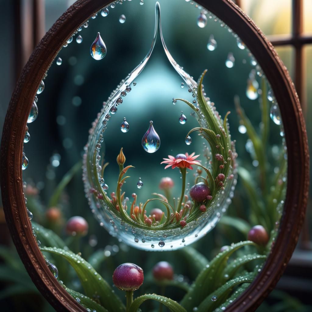 Wonderland in a Dewdrop: Hyperrealistic 3D Art
