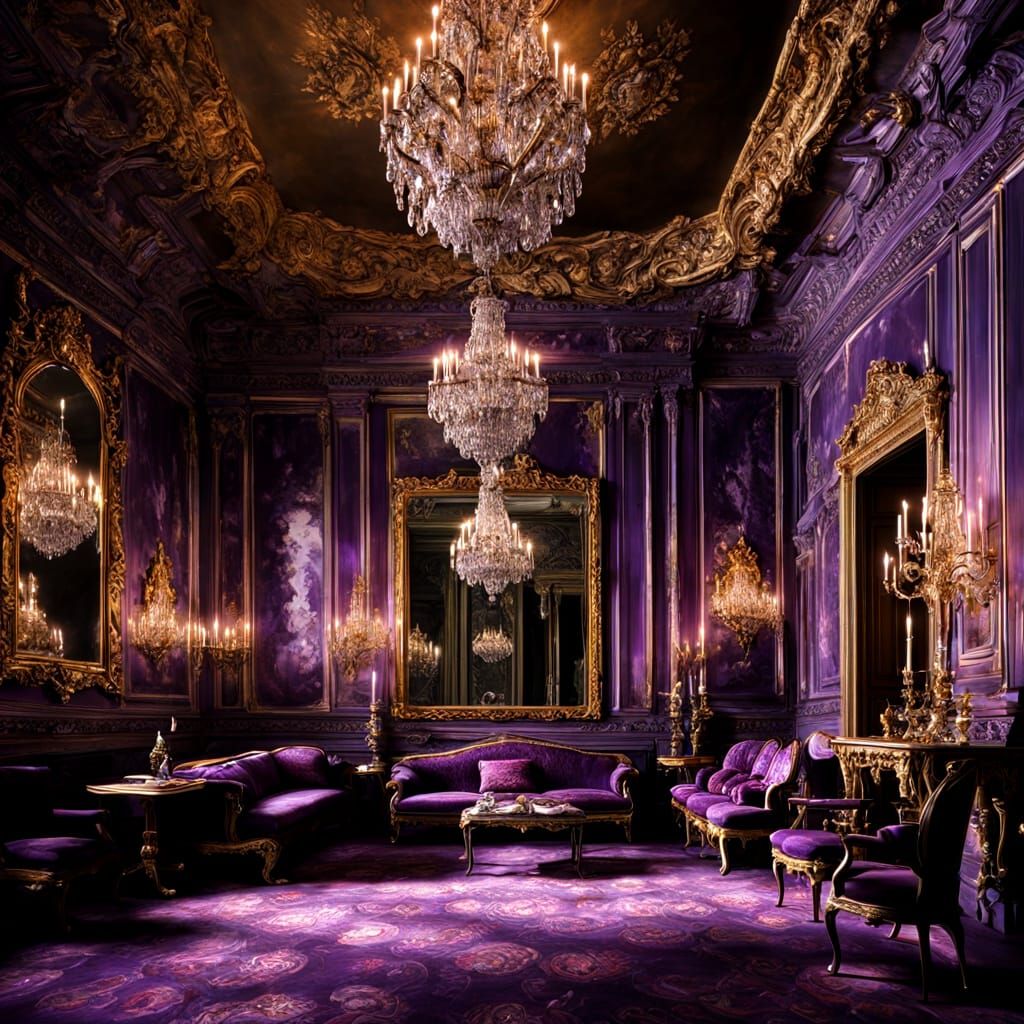 Opulent Baroque Interior in Rich Purple and Gold