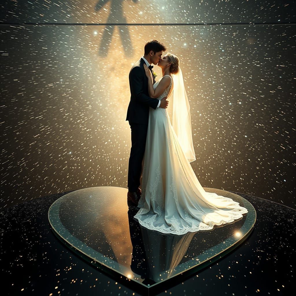 Ethereal Celestial Wedding Moment in 35mm Film Style