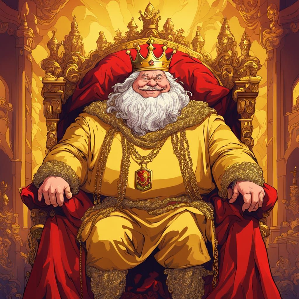 Humorous Portrait of a King in Pop Art Style