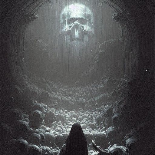 Dark Angel in Gothic Horror Scene