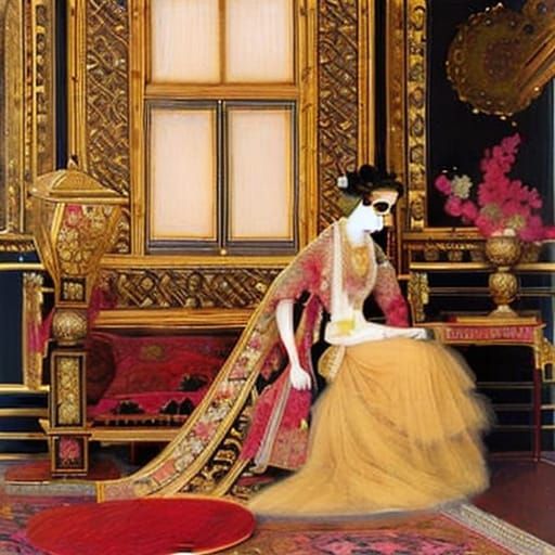 Geisha Portrait in Art Nouveau Baroque Style