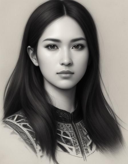Detailed Charcoal Portrait with Dynamic Composition