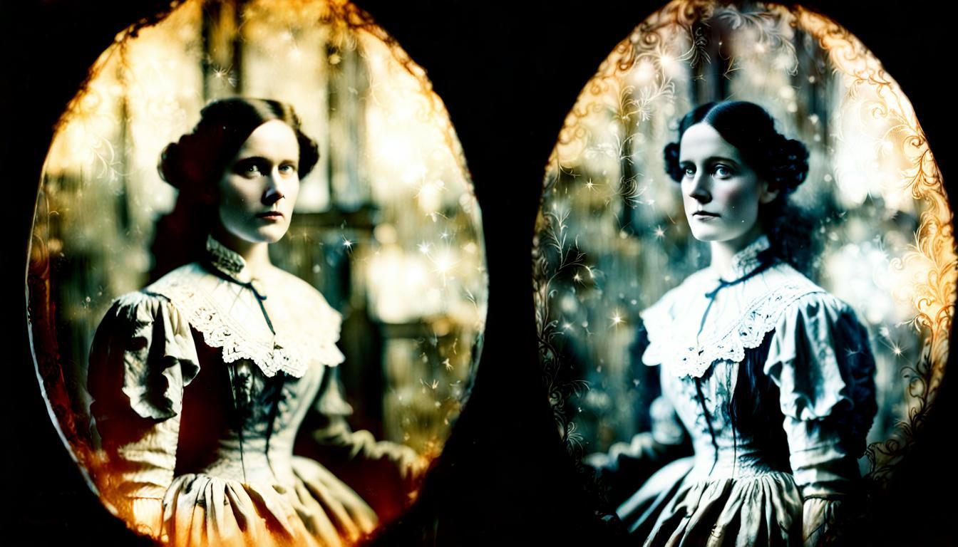 Ethereal Victorian Ghost Double Exposure Photograph