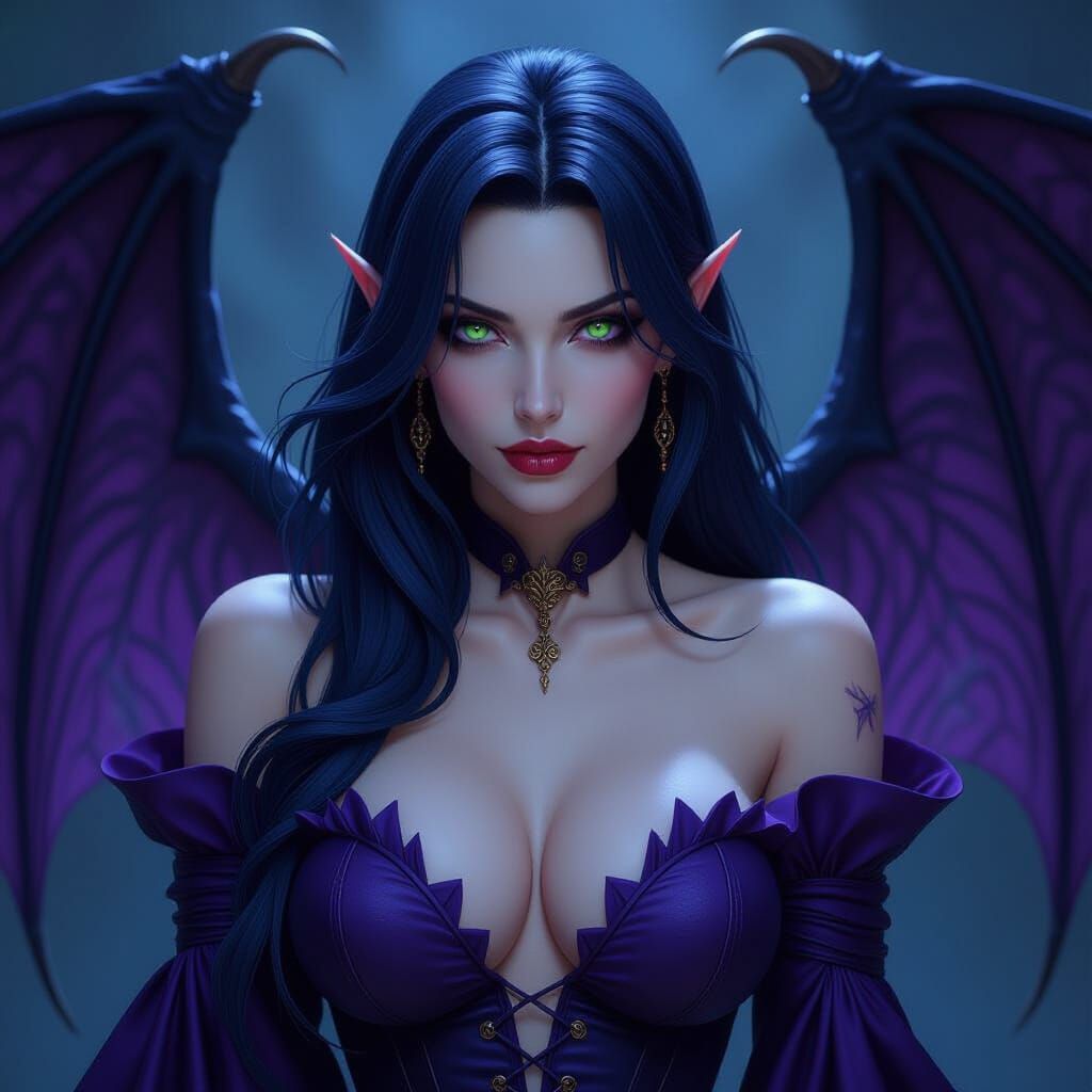 Hyperrealistic Dark Fantasy Portrait of Winged Woman