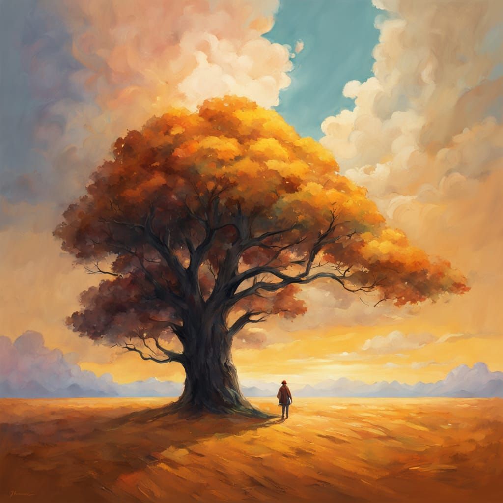 Surreal Square Landscape Bathed in Golden Light